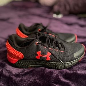 under Armour Black and Red Sneakers, boys size 6Y